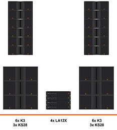 L-Acoustics K3 geluidset huren verhuur, vliegend, line array, K3, KS28, LA12X