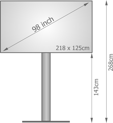 Grote TV op statief, afmetingen, smartmetals, samsung, 98inch
